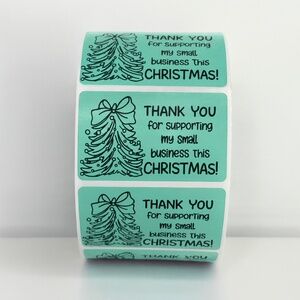 Christmas Thank You Stickers in Mint Green – Packaging Labels for business NEW